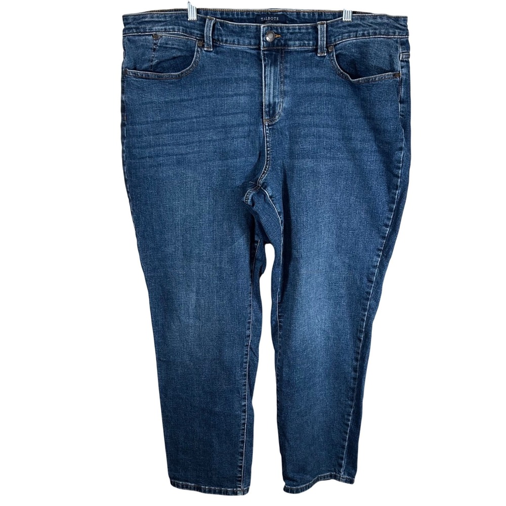 Talbots Simply Flattering Collection Boyfriend Jeans Blue Dark Wash 20W Stretch